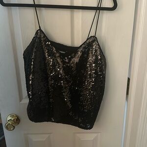 NWT Express Black Sequin Top